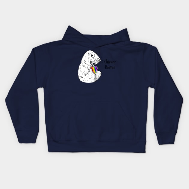 Rainbow Chipper Beaver Kids Hoodie by Aethyrworlds